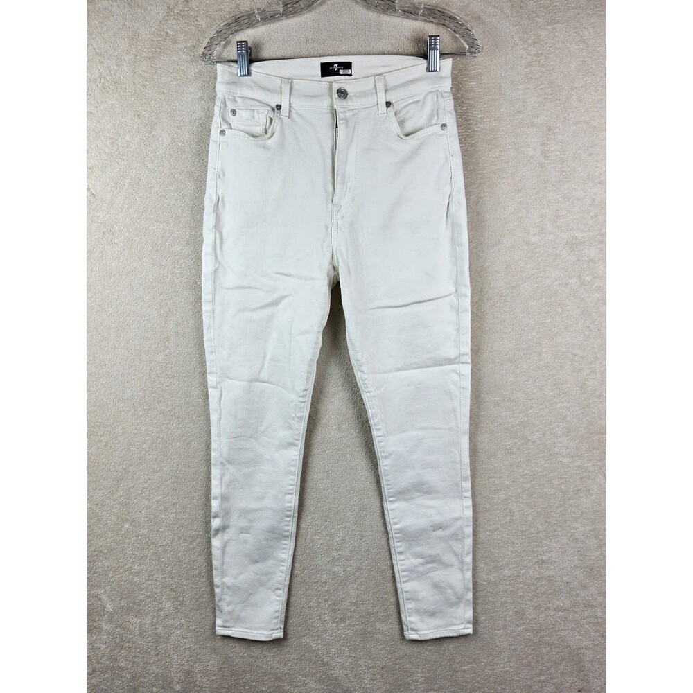 7 For All Mankind Women's The High Waist Ankle Skinny White Size 27